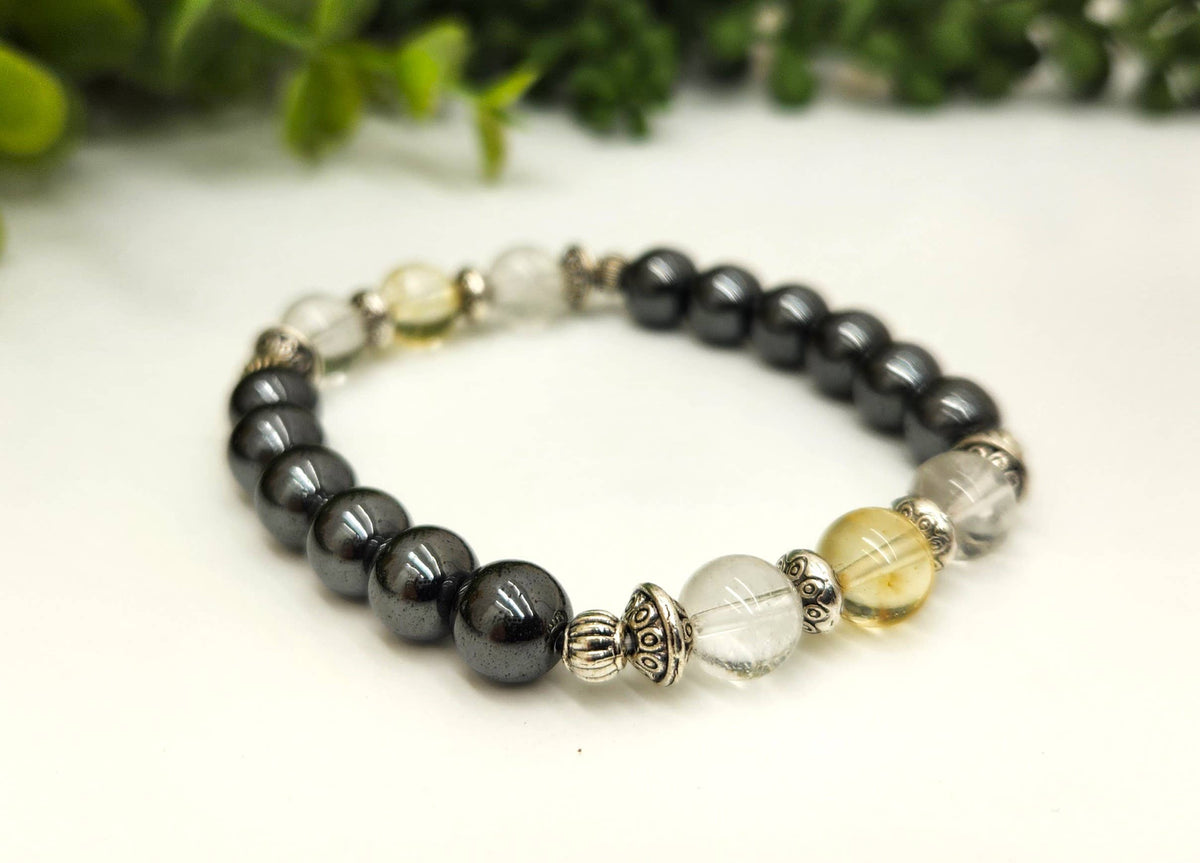 EMPATH PROTECTION-Citrine/Clear Quratz/Hematite Bracelet: OPTION #1: Bracelets Only