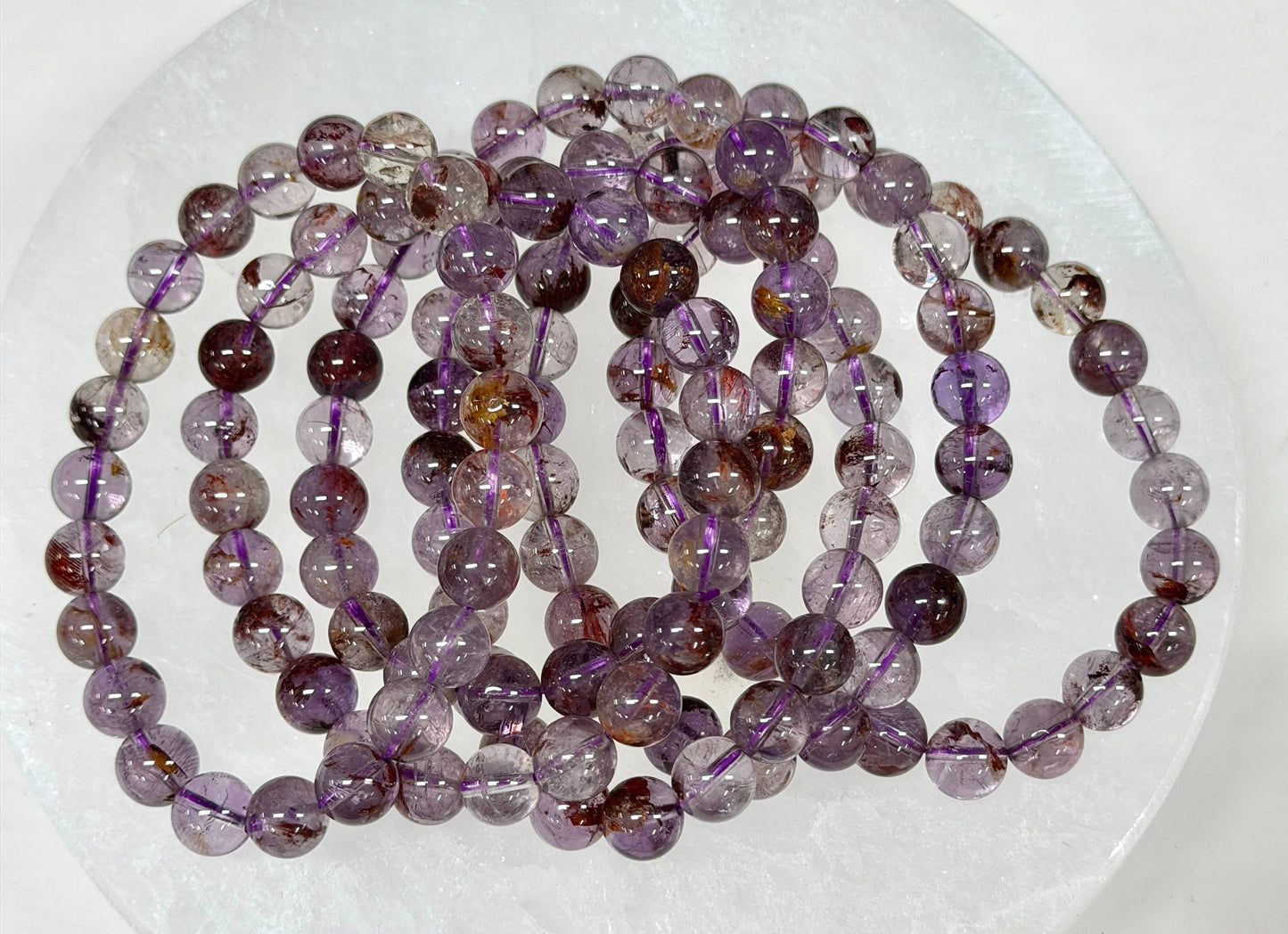 8mm Natural Super 7 Crystal Healing Stretch Bracelet 7.5"