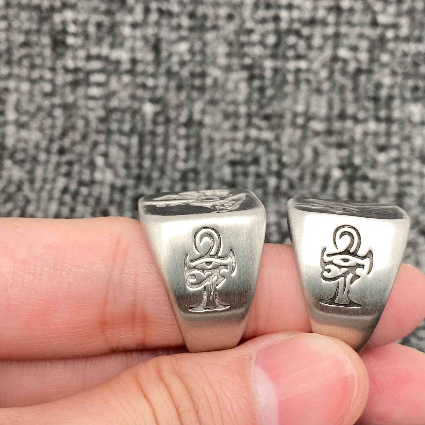 Egyptian Anubis & Horus Signet Stainless Steel Ring - MJ/MR: Horus / 8