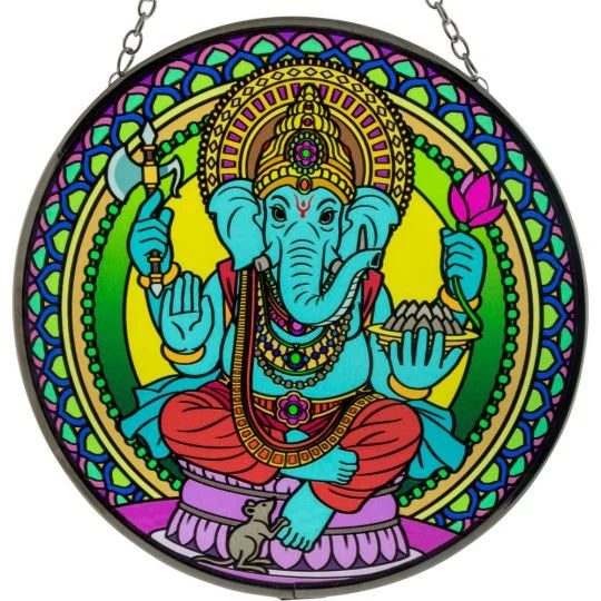 Glass Suncatcher 6 in - Ganesha