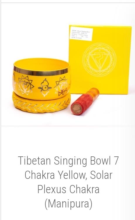 Tibetan Singing Bowl 7 Chakra Yellow, Solar Plexus Chakra (Manipura)