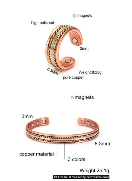 Copper Magnetic Bracelets and Ring