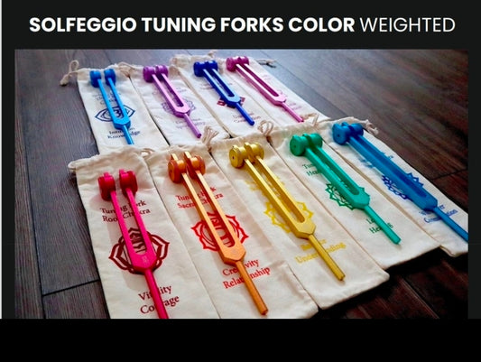 9 Weighted Scared Solfeggio Color Tunning Fork Set- Healing Tools