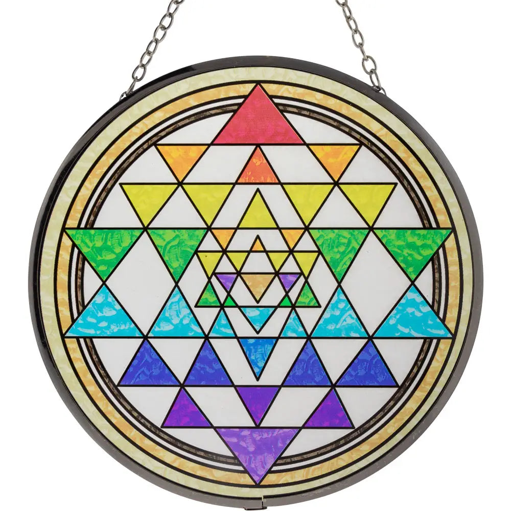 Glass Suncatcher 6 in - Sri Yantra Chakra